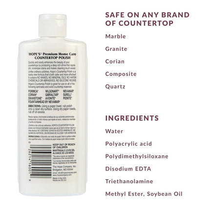 Hope's Premium Home Care, Wax Free Counter Top Polish, 8 oz, 1 Count