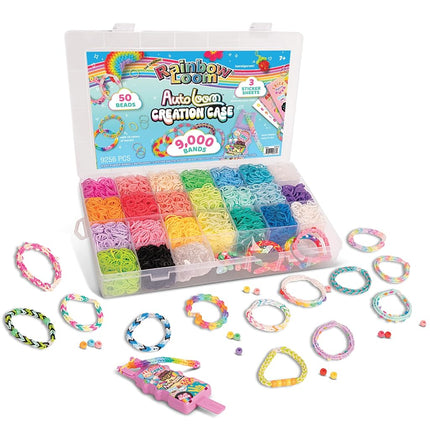 Rainbow Loom: AutoLoom Creation Case - DIY Bracelet Craft Kit, 9000 Rubber Bands, 50 Colored Beads, 3 Sticker Sheets, Jewelry Activity Set, Kids 7+