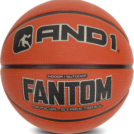 AND1 Fantom Rubber Basketball - Official Size Streetball, Made for Indoor and Outdoor Basketball Games - Sold Deflated (Pump NOT Included), Orange, Size 7