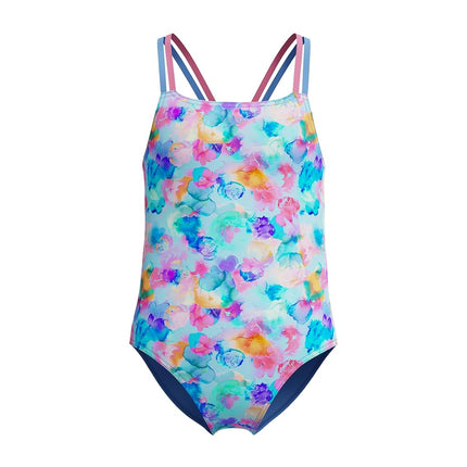 Speedo Girl's UV Protection Swimsuit One Piece Thin Straps - Watercolor Garden, Size 14