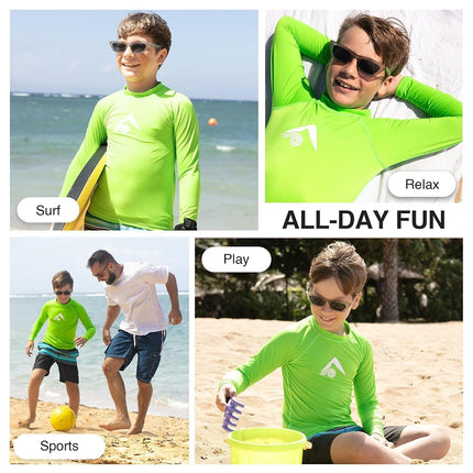 Kanu Surf Boys' Platinum Rashguard, Green, 4T
