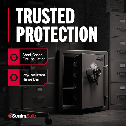 SentrySafe Fireproof and Waterproof Steel Home Safe with Dial Combination Lock, Secure Documents, Jewelry and Valuables with Bolt Down Kit, 34.8 Litres, 17.8 x 16.3 x 19.3 Inches, SFW123DSB