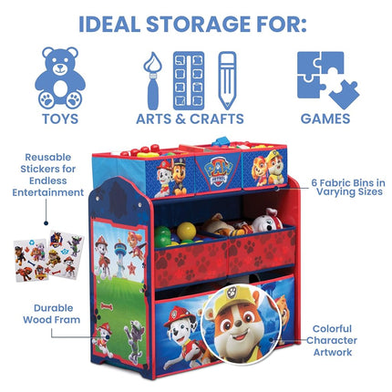 Delta Children, Paw Patrol 6-Bin Toy Storage Organiser, Large