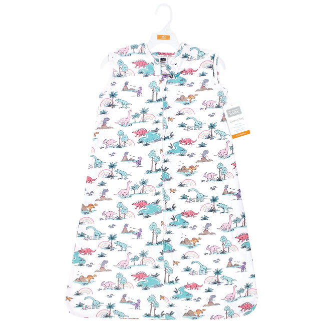 Hudson Baby Saco de dormir, manta, arrullo de algodón sin mangas unisex para bebé, aventuras de dinosaurios rosas, 0-6 meses
