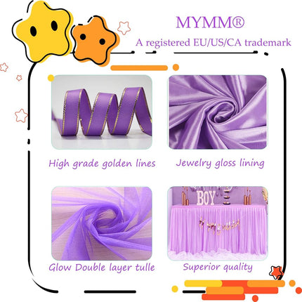 Jupon de table en tulle violet 9 pieds / 275 cm, Costume de demoiselle d'honneur/soeur de la mariée, Jupon de fête pour bébé, Décoration de table rectangulaire ou ronde, Décoration de fête d'anniversaire romantique de luxe (Onde)
