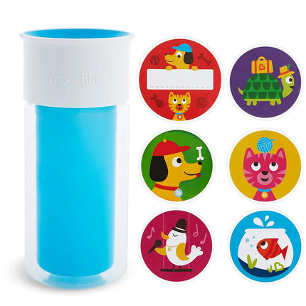 Munchkin Miracle 360 Insulated Swaddle Cup, Includes Stickers for Personalizing Cup, 255 ml, Blue