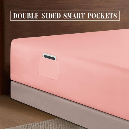 Elegant Comfort 1500 Premium Hotel Quality 18-24 Inches Deep - Extra Deep Pocket Single Fitted Sheet for High Mattress, Luxury and Softest, Smart Pocket - Wrinkle Free, Full, Dusty Rose