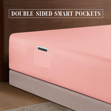 Elegant Comfort 1500 Premium Hotel Quality 18-24 Inches Deep - Extra Deep Pocket Single Fitted Sheet for High Mattress, Luxury and Softest, Smart Pocket - Wrinkle Free, Full, Dusty Rose