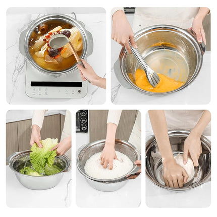 304 Stainless Steel Microporous Colander with Handle, Rice Washers Microporous Strainer Set for Washing Vegetables, Fruits and Rice, and draining Cooked Pasta.