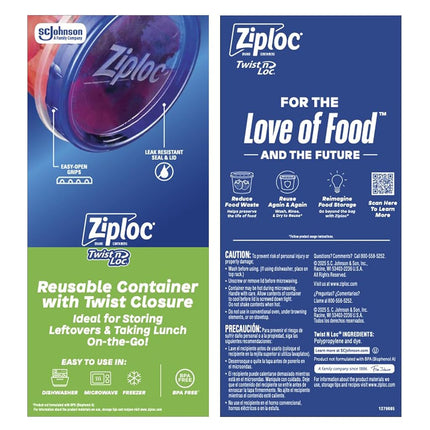 Ziploc Twist N Loc Container, Small, 9 Count