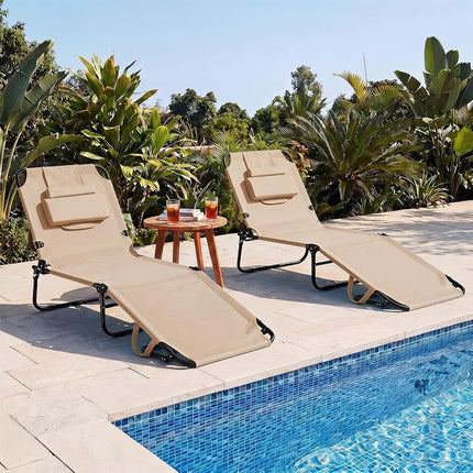 GYMAX Tanning Chair, 330lbs Beach Lounge Chair with Face Hole