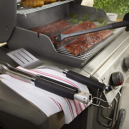 Weber 6772 Precision 3-Piece Grilling Tool Set, Black/Silver