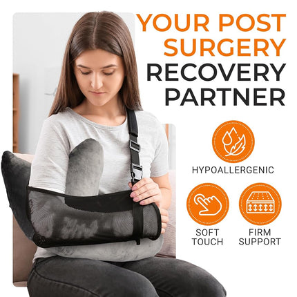 Cheer Collection W Shaped Shoulder Support Pillow, Rotator Cuff Post Surgery Cushion for Neck and Shoulder Pain, Washable Microplush Velour Cover, Gray