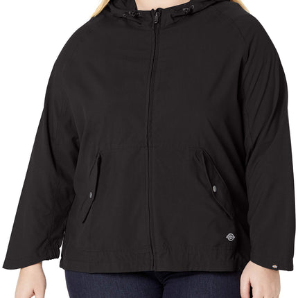 Chubasquero con capucha de alto rendimiento Dickies para mujer, talla grande, color negro, 2PS
