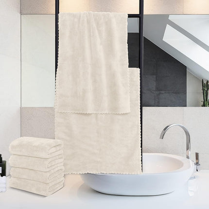 MOONQUEEN 18 Pack Premium Hand Towels - Quick Drying Microfiber Coral Velvet Highly Absorbent Multipurpose Use as Hotel, Bathroom, Shower, Spa, Towel 16 x 28 inches (Cream) Hand Towels - 18 Pack
