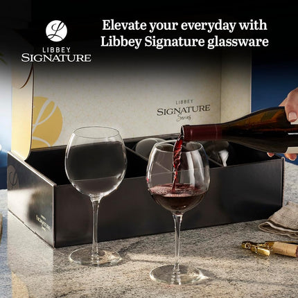 Libbey Signature Balloon Wine Glass Gift Set of 4, 24-Ounce, Kentfield Red (24 oz)