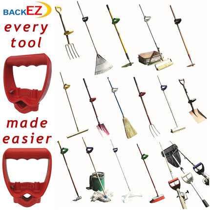 Back-Saving Tool Grip, Multi-Tool Handle, Labor-Saving Ergonomic Snow Shovel or Rake Handle Attachment, RED