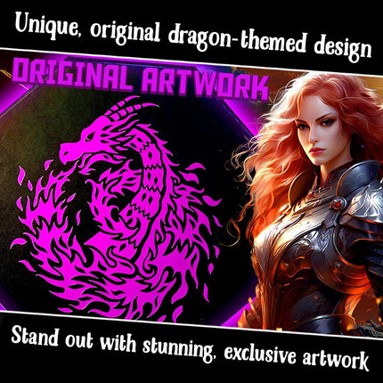 Fantasydice- purple -Fire Dragon-Dice Tray - 8" Octagon with Lid and Dice Staging Area - for Dice, Board Games, Tabletop RPGs Like D&D (DND) 3.5 and 5e, Call of Cthulhu, Pathfinder, Shadowrun and more