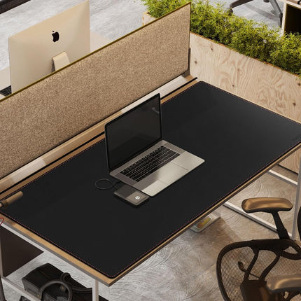 ZORESYN PU Leather Desk Mat Black 130 x 70cm - Large Desk Pad with Non-Slip Base - Waterproof Gaming Mouse Pad Desktop Cover Writing Pad Desk Blotter Protector for Home