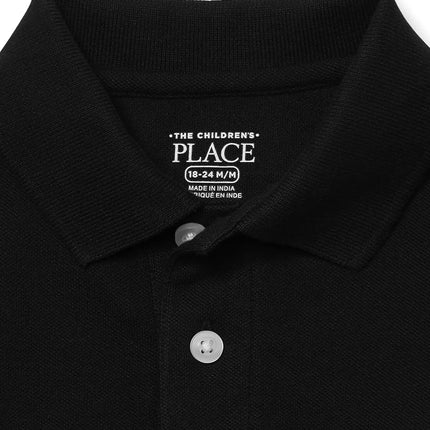 Polo uniforme de manga corta The Children's Place para bebé niño, negro 0049, 18-24 meses