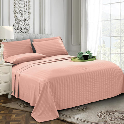 Elegant Comfort Softest and Coziest 4-Piece Sheet Set - 1500 Premium Hotel Quality Microfiber - Deep Pocket, Wrinkle Resistant 4-Piece Damask Stripe Bed Sheet Set, Twin, Dusty Rose