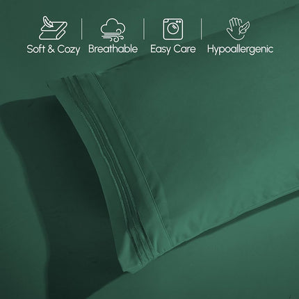 Elegant Comfort Luxury Soft 1500 Thread Count Egyptian 4-Piece Premium Hotel Quality Wrinkle Resistant Coziest Bedding Set, All Around Elastic Fitted Sheet Deep Pocket up to 16inch, Queen Hunter Green