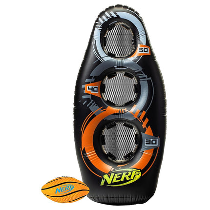 Nerf Proshot Inflatable Football Target, 50� Auto-Pop Design with Water Base, Mini Foam Football, Indoor and Outdoor Fun Game, Improve Accuracy and Control, Blaster Compatible