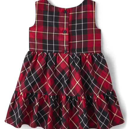 The Children's Place Baby Girls' One Size and Toddler Sleeveless Holiday Dressy Dress, Red Plaid, 12-18 Months