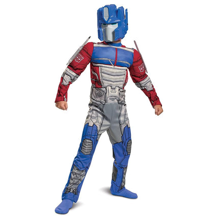 Déguisement officiel Optimus Prime Muscle pour enfants, déguisement Transformers pour garçons avec masque Optimus Prime, déguisement robot pour enfants, idéal pour le carnaval, une semaine de lecture ou un anniversaire, Grande taille
