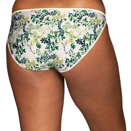 Vanity Fair Women's Illumination String Bikini Panties, Silky Stretch & Satin Trim, Plantopia Print, 7