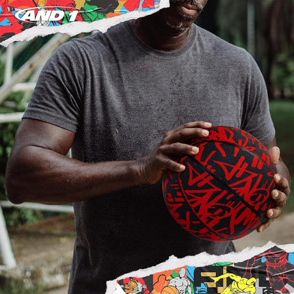 AND1 Street Ink Rubber Basketball: Official Regulation Size 7 (75cm) Rubber Basketball - Deep Channel Construction Streetball, Made for Indoor Outdoor