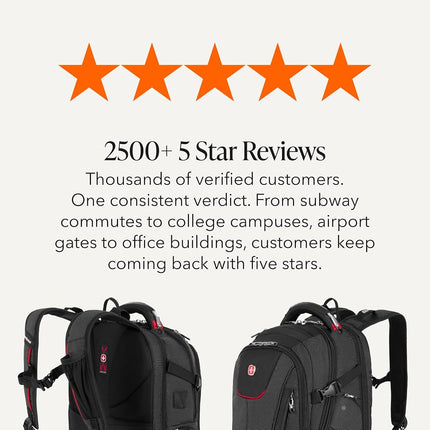 SWISSGEAR Travel Tech Elite USB ScanSmart Laptop Backpack Fits up to 16-Inch Laptop with TSA Lay-Flat for School & Trips, Black Dot, 18-Inch
