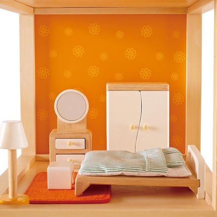 Hape Master bedroom | Wooden Bedroom Set | Wooden Dollhouse Furniture Set | Dolls House Accessories | For 3 Years +