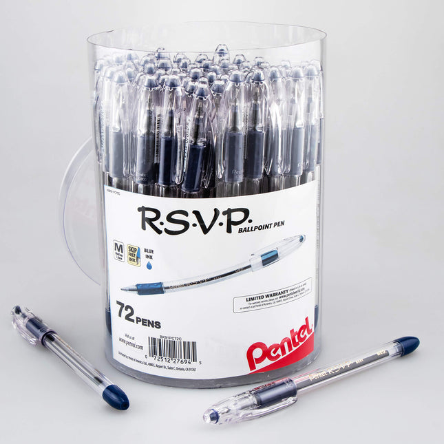 Pentel RSVP Ballpoint Pen, (1.0mm) Med Line, Blue 