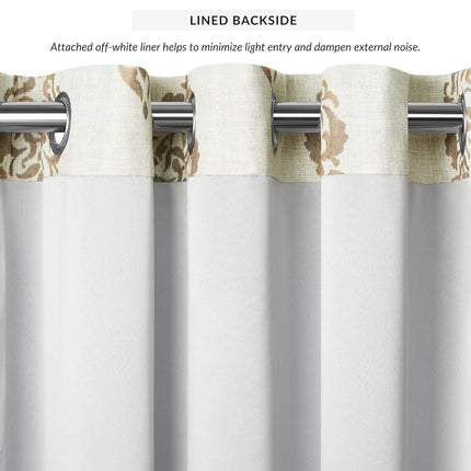 Elrene Home Fashions Navara Medallion Room Darkening Window Curtain Panel, 52" x 95" (1, Natural