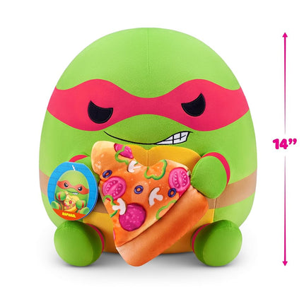Snackles ZURU Teenage Mutant Ninja Turtles Edition 35cm Plush Fluffy Soft 35cm Teenage Mutant Ninja Turtles Plush Toy with Pizza Accessory (Raphael)
