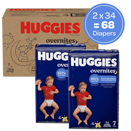 Huggies Size 7 Overnites Baby Diapers: Overnight Diapers, Size 7 (41+ lbs), 68 Ct (2 Packs of 34)