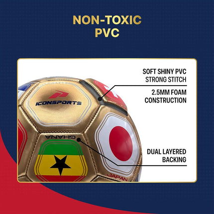 Icon Sports Officially Licensed World Soccer Ball - ISG180BLT Gold Size 5