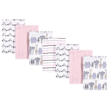 Hudson Baby Baby Flannel Burp Cloths 7pk, Pink Safari, One Size
