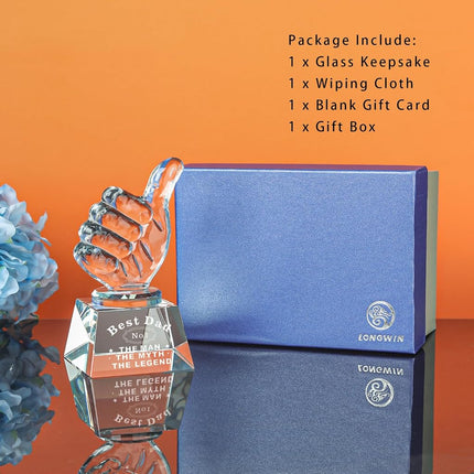 LONGWIN Crystal Thumbs Up Awards, Best Dad Gifts from Daughter Son for Father's Day, Birthday, Christmas, Thanksgiving