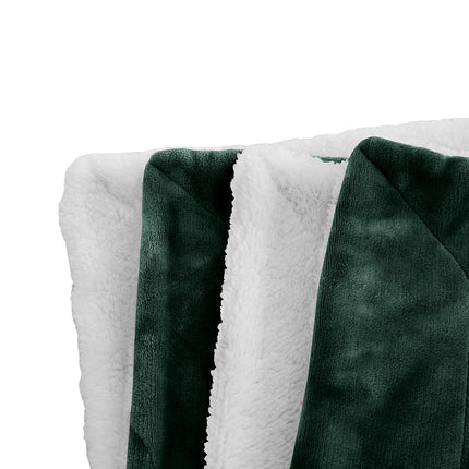 Elegant Comfort Luxury Ultra-Plush Velvet Touch Fleece Throw Soft, Warm, Cozy| Micromink Sherpa-Backing Reversible Blanket for Bed, Sofa and Couch, Solid Hunter Green