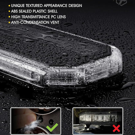 Xprite 42LED Rooftop Strobe Light, High Bright Hazard Warning Caution Light Bar w/Control Panel & American Flag Design, for Construction Vehicles Snow Plow Trucks (Amber White)