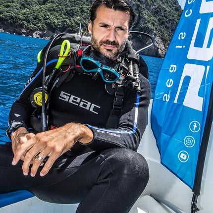 SEAC Feel Man, One-Piece Ultra-Elastic 3 mm Neoprene Wetsuit with Back Zipper for Diving, Snorkelling and Freediving
