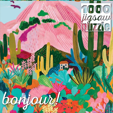 Buffalo Games Rhi James - Bonjour - Cactus Mountain AZ - 1000 Piece Jigsaw Puzzle for Adults Challenging Puzzle Perfect for Game Nights - Finished Puzzle Size is 26.75 x 19.75