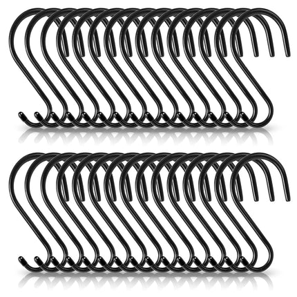 Antimbee 30 Pack Large S Hooks, 5.5 inch Vinyl Coated Heavy Duty S Hooks, S Hanger Closet Hook, Black Rubber S Hook for Hanging Plants, Garden Tools, Clothes, Jeans, Pot Pan