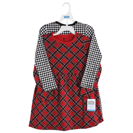 Hudson Baby Robes en coton pour bébés filles, noir, motif écossais rouge, 18-24 mois