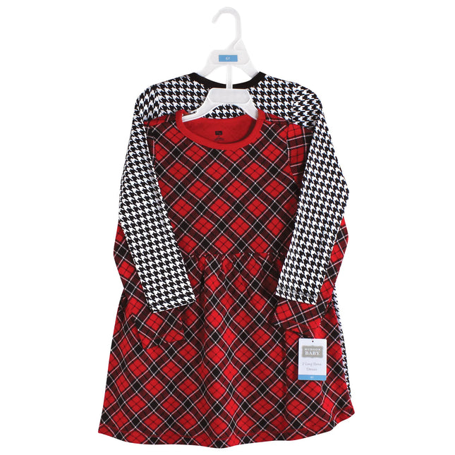 Hudson Baby Baby Girls' Cotton Dresses, Black Red Plaid, 2T