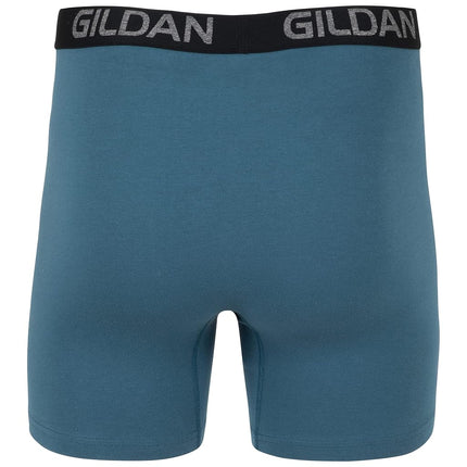 Gildan Men's Cotton Stretch Boxer Brief, Multipack, Blue Cove/Hawaiian Blue/Heather Red Mark (4-Pack, Long Leg), XL (Pack of 4)