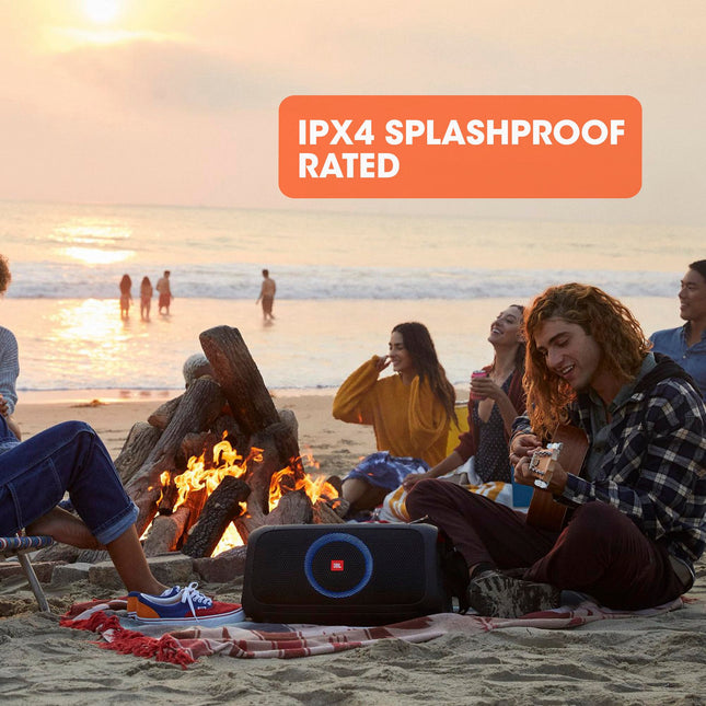 JBL PartyBox On-The-Go - A Portable Karaoke Party Speaker with Wireless Microphone, 100W Power Output, IPX4 splashproof, 6 Playtime Hours, Shoulder Strap and Wireless 2 Party Speakers Pairing (Black)