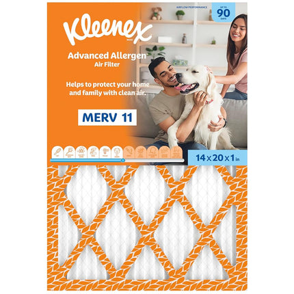 Kleenex Advanced Allergen Air Filter 14x20x1 Inches - 11 MERV RATING (4-Pack)